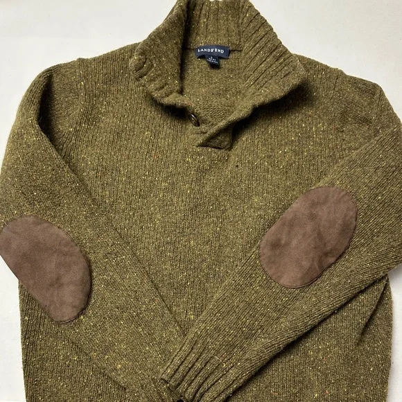 Lands' End Men's Wool Turtleneck Sweater in Olive - Picture 1 of 9